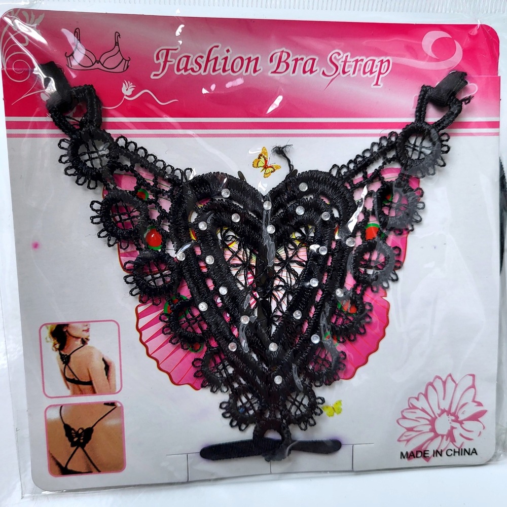 Fashion Bra Strap Black Rhinestone Lace Bralette‎ Straps Women's Accessory